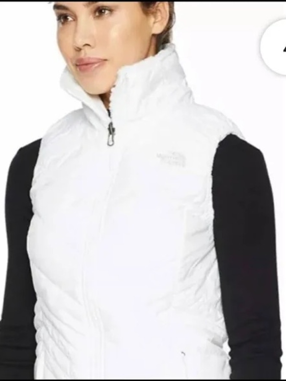 The North Face Reversible White Quilted Puffer Vest with Faux Fur